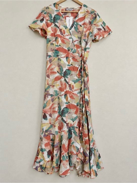 PRETTYGARDEN Dresses & Skirts - PRETTYGARDEN White Floral Wrap Boho Maxi Dress L #3